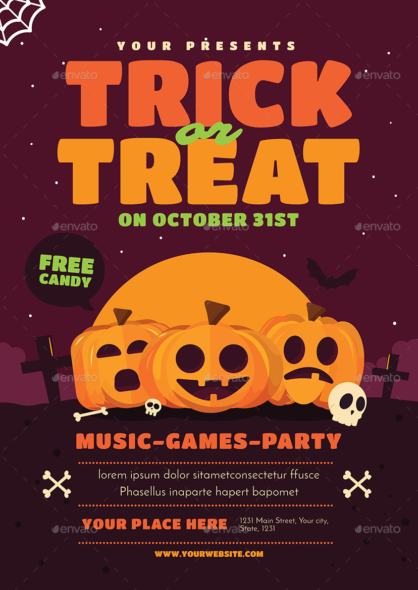 Trick Or Treat Halloween Event Flyer by Vector_Vactory GraphicRiver